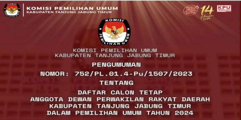 Ini DCT Calag DPRD Tanjab Timur Tahun 2024 - Berandapublik.com